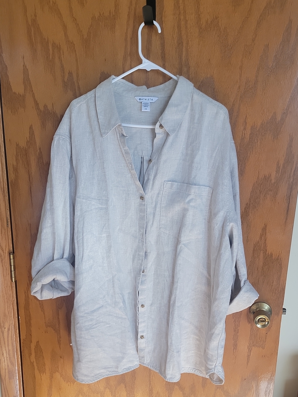 Athleta Natural Linen Button-Up Shirt